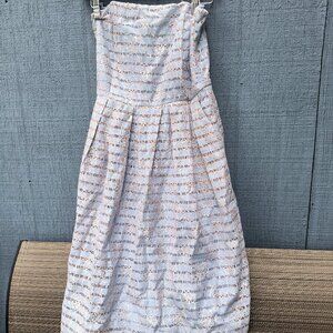 Blue with gold thread strapless dress